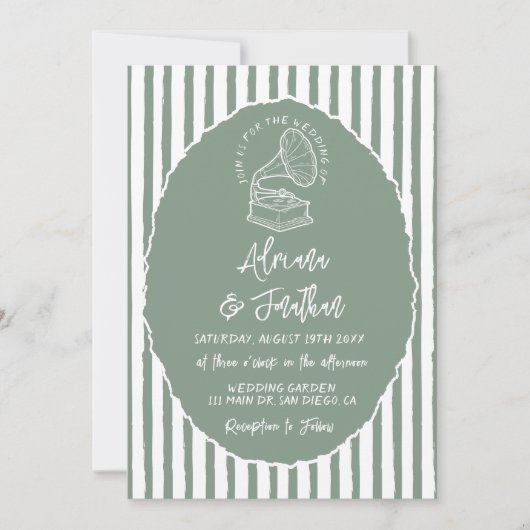 Sage Green Simple Hand Painted Wedding Einladung (Vorderseite)