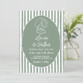 Sage Green Simple Hand Painted Wedding Einladung (Stehend Vorderseite)