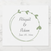 Sage Green Simple Heart Wreath Wedding Schaumweinetikett (Einzelnes Label)
