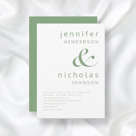 Sage Green Simple Minimalistisch Typografy Wedding Einladung