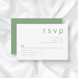 Sage Green Simple Minimalistisch Typografy Wedding RSVP Karte