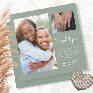 Sage Green Simple Minimalistisch Wedding Danke Einladung