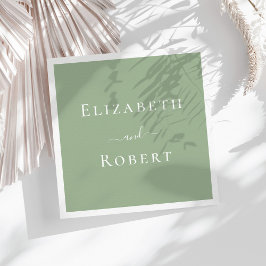 Sage Green Simple Minimalistische Couple Names Wed Serviette