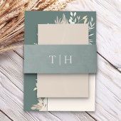 Sage Green Simple Mit Monogramm Einladungsbanderole