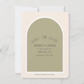 Sage Green Simple Modern Arch Wedding Save The Date (Vorderseite)