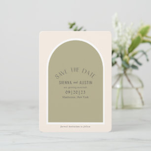 Sage Green Simple Modern Arch Wedding Save The Date
