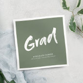 Sage Green Simple Modern Brush Script Grad Party Serviette
