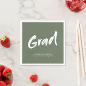 Sage Green Simple Modern Brush Script Grad Party Serviette (Beispiel)