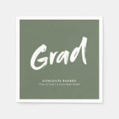 Sage Green Simple Modern Brush Script Grad Party Serviette (Vorderseite)