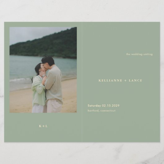 Sage Green Simple Modern Budget Wedding Program Flyer (Vorne)