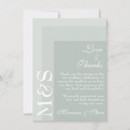 Sage Green Simple Modern Chic Script Hochzeit Dankeskarte