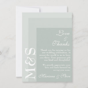 Sage Green Simple Modern Chic Script Hochzeit Dankeskarte