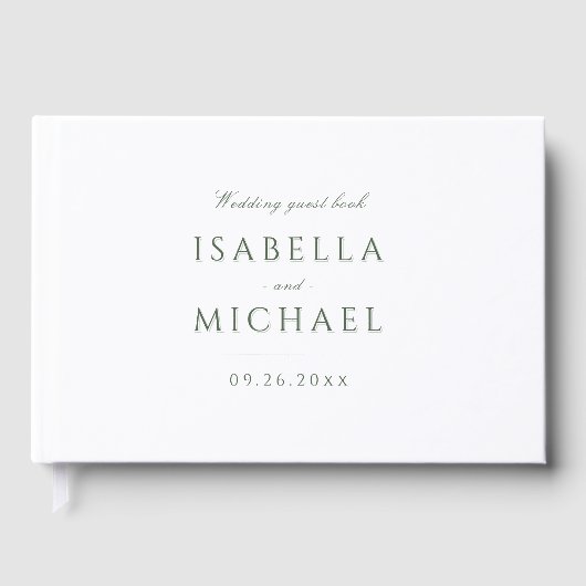 Sage Green Simple Modern Classy Luxury Wedding Gästebuch (Vorderseite)