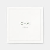 Sage Green Simple Modern Classy Wedding Monogram Serviette (Vorderseite)
