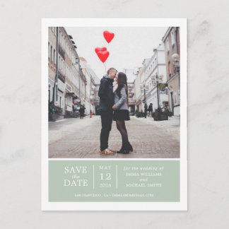 Sage Green Simple & Modern Foto Save the Date Ankündigungspostkarte