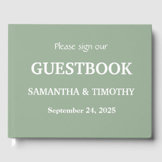 Sage Green Simple Modern Minimalistisch Wedding Gästebuch