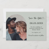 Sage green simple modern photo wedding save the date (Vorderseite)