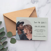 Sage green simple modern photo wedding save the date