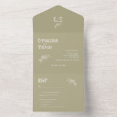 Sage Green Simple Modern Wedding All In One Einladung (Innen Boden)