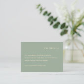 Sage Green Simple Modern Wedding Begleitkarte (Stehend Vorderseite)