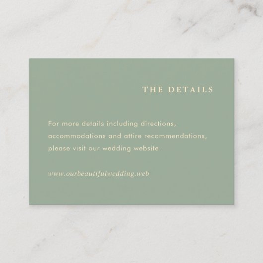Sage Green Simple Modern Wedding Begleitkarte (Vorderseite)