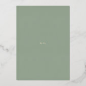 Sage Green Simple Modern Wedding Foil Menu Folieneinladung (Rückseite)