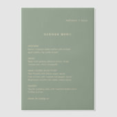 Sage Green Simple Modern Wedding Menu Pergament Einladungen (Vorderseite)