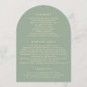 Sage Green Simple Modern Wedding Program Einladung (Rückseite)