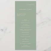 Sage Green Simple Modern Wedding Programm (Vorderseite)