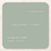 Sage Green Simple Modern Wedding Rechteckiger Pappuntersetzer (Vorderseite)