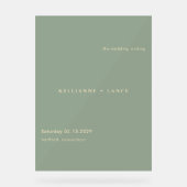 Sage Green Simple Modern Wedding Welcome Acrylschild (Vorderseite)