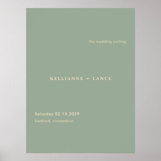 Sage Green Simple Modern Wedding Welcome Sign Poster (Vorne)