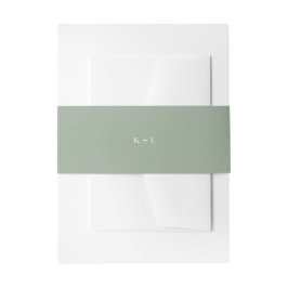 Sage Green Simple Monogram Modern Wedding Einladungsbanderole