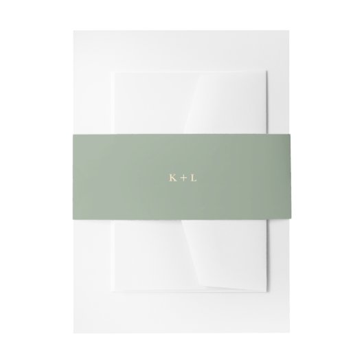 Sage Green Simple Monogram Modern Wedding Einladungsbanderole (Vorderseite Beispiel)