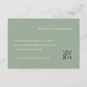 Sage Green Simple QR Code Modern Wedding RSVP Karte (Vorderseite)