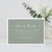 Sage Green Simple Script Funeral Dankeskarte (Stehend Vorderseite)
