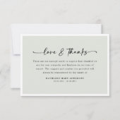 Sage Green Simple Script Funeral Dankeskarte (Vorderseite)