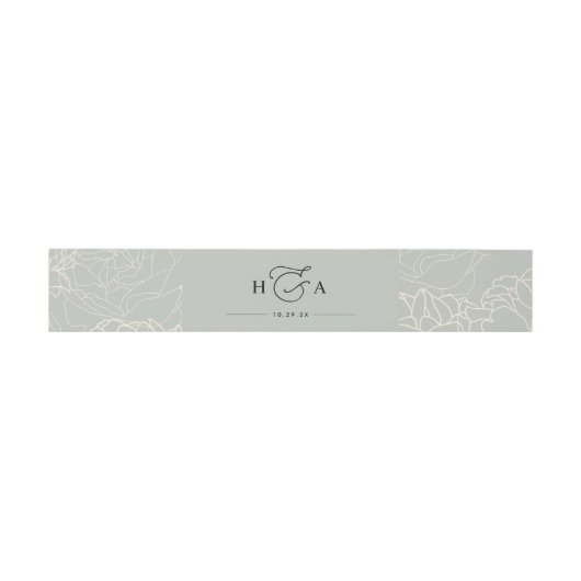 Sage Green Simple Script Monogram Wedding Einladungsbanderole (Flach)