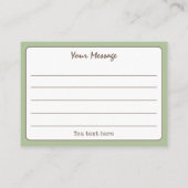 Sage Green Simple Script Vielen Dank Visitenkarte (Rückseite)