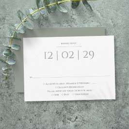 Sage Green Simple Special Date Hochzeit RSVP Karte