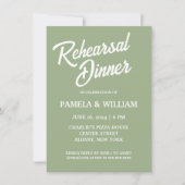 Sage Green Simple Style Hochzeit Probe Dinner Einladung (Vorderseite)
