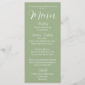 Sage Green Simple Style Hochzeitsessen Menükarte (Vorderseite)