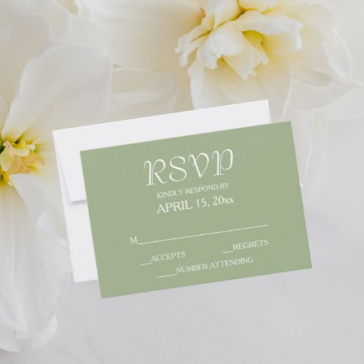 Sage Green Simple Style Wedding RSVP Karte