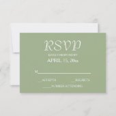 Sage Green Simple Style Wedding RSVP Karte (Vorderseite)