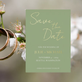 Sage Green Simple Style Wedding Save the Date Folieneinladung