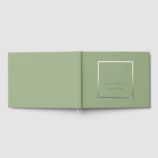 Sage Green Simple Stylism Wedding Gästebuch (Voll)