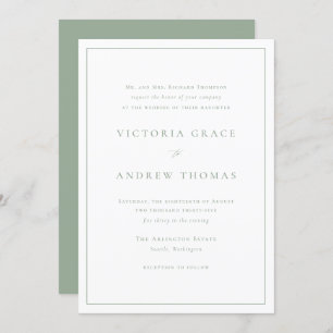 Sage Green Simple Typografy Formal Wedding Einladung