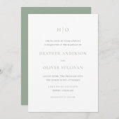 Sage Green Simple Typografy Monogram Wedding Einladung (Vorne/Hinten)