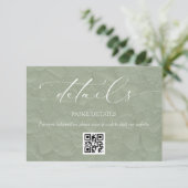 Sage Green Simple Wedding Details QR Begleitkarte (Stehend Vorderseite)
