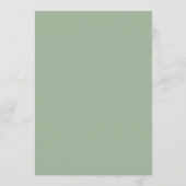 Sage Green Simple Wedding Menu Cards Menükarte (Rückseite)